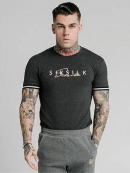 Siksilk Short Sleeve Signature Tee, Grey, Size 2XL, Men