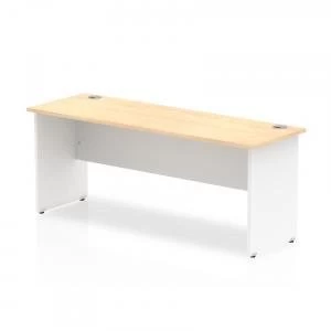 Image of Trexus Desk Rectangle Panel End 1800x600mm Maple Top White Panels Ref
