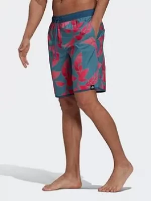 Image of adidas Classic-length Graphic Swim Shorts, Blue, Size L, Men