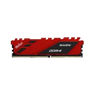 Image of Netac Shadow NTSDD4P32SP-08R 8GB DIMM Gaming System Memory DDR4 3200MHz 1 x 8GB Red Heatsink 288 Pin 1.35v CL16-20-20-40