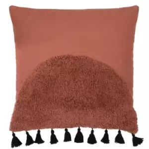 image of Radiance Tufted Boho Cushion Brick, Brick / 45 x 45cm / Polyester Filled