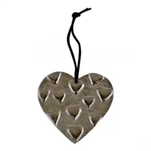 image of Hanging Silver Metal Heart Ornament