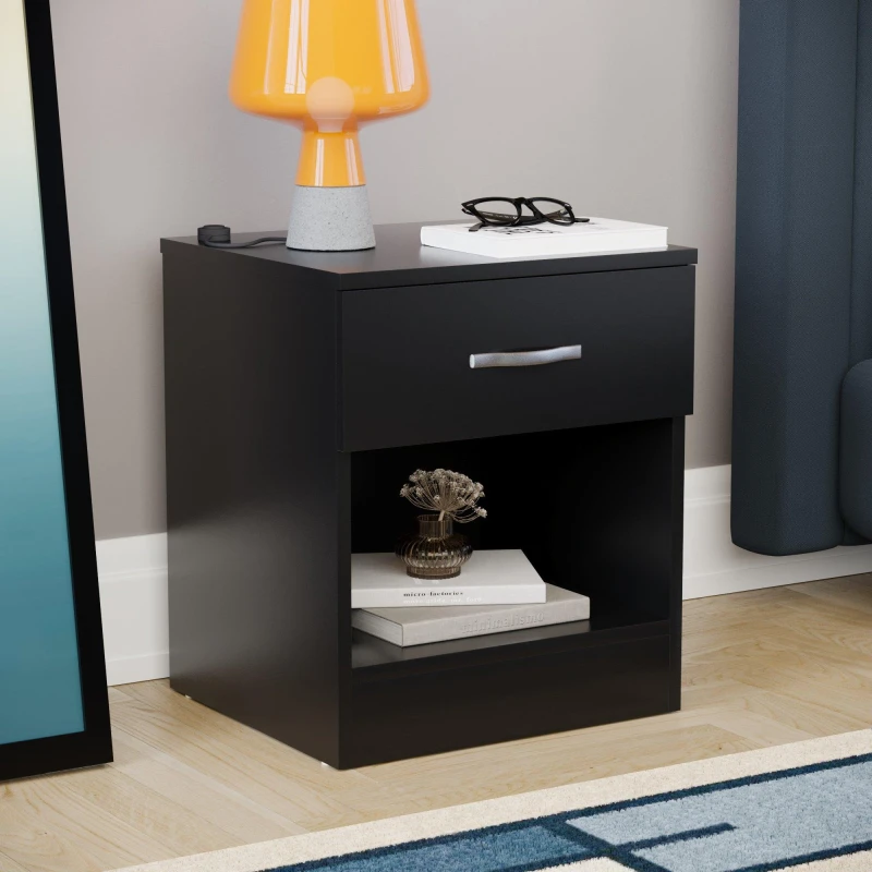 Image of Lassic Vida Designs Riano 1 Drawer Bedside Chest Black unisex 1 Drawer