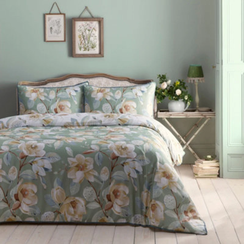Image of Appletree 'Eleanor' 200 Thread Count Pure Cotton Duvet Cover Set Green