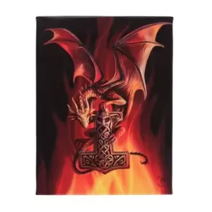 image of 19x25cm Mjolnir Canvas Plaque by Anne Stokes