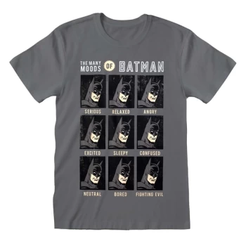 Image of Batman - Emotions Of Batman Unisex Large T-Shirt - Charcoal