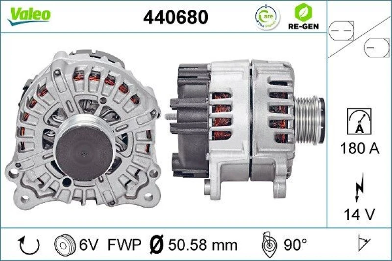 Image of VALEO 440680 Generator Alternator Charging Current: 180A, Voltage: 14V Alternator (4)