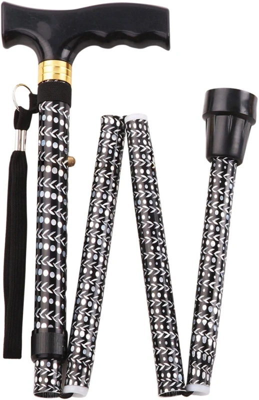 Image of Aidapt Extendable Plastic Handled Walking Stick with Engraved Pattern Black Black