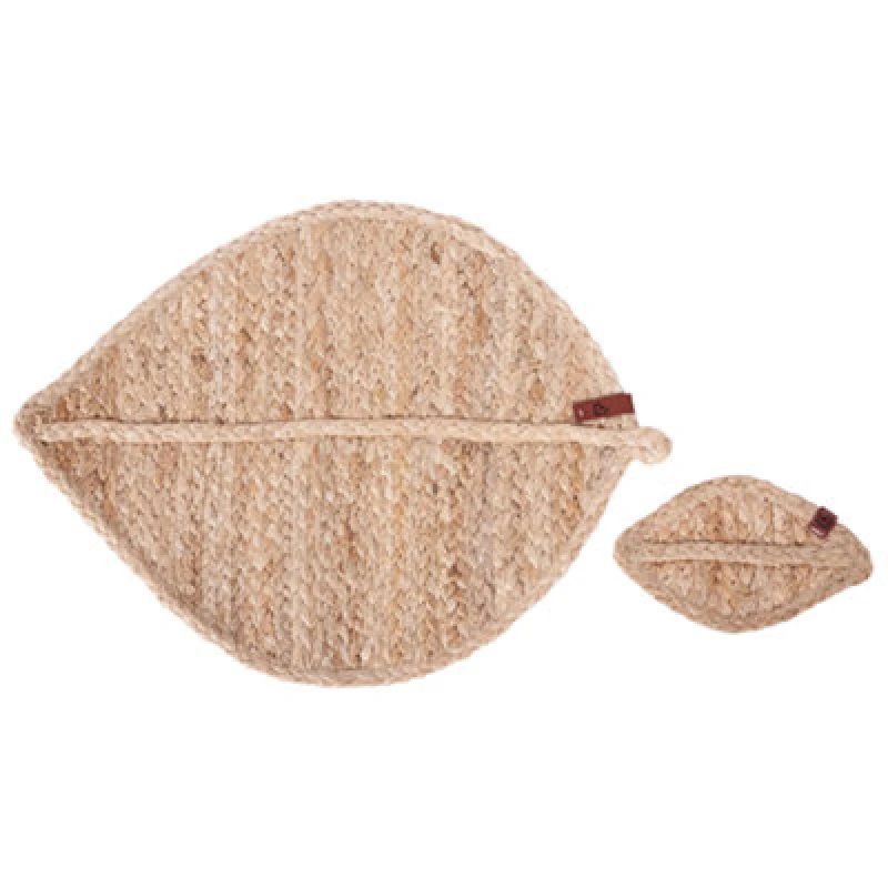 Image of Beliani 12 Piece Placemats And Coasters Set Pepperleaf Natural Jute