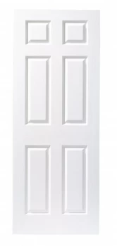 Image of Wickes Woburn Internal White Primed Grained 6 Panel Moulded Door - 2032 x 813mm