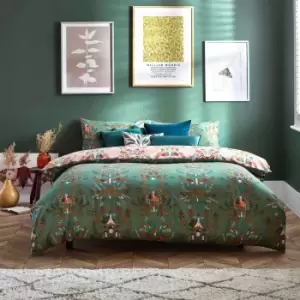 Image of Furn. Luna Wood Double Duvet Cover Set Cotton Polyester Fern Green