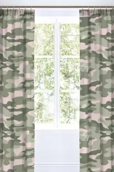 Image of 'Camouflage' Pair of Pencil Pleat Curtains