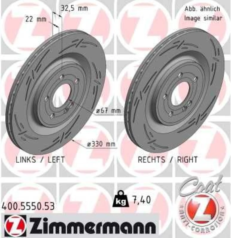 Image of ZIMMERMANN Brake disc ZIMMERMANN 400.5550.53