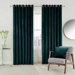 Image of Helena Springfield Escala Velvet Curtains - Teal - 66x72, Matte