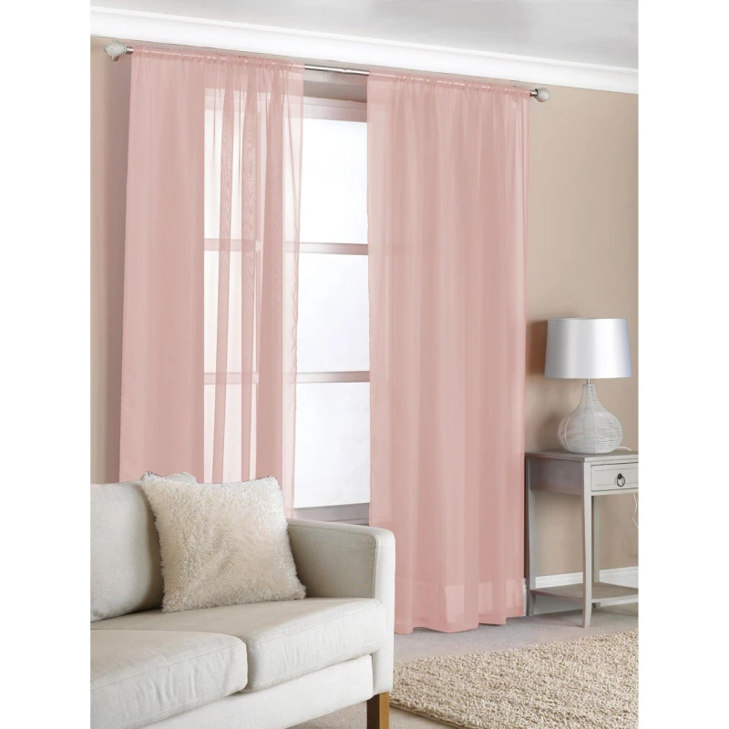 Image of Country Club Curtain Panels Pack of 2 Slot Top Voile 150x183cm Blush unisex 150x183cm