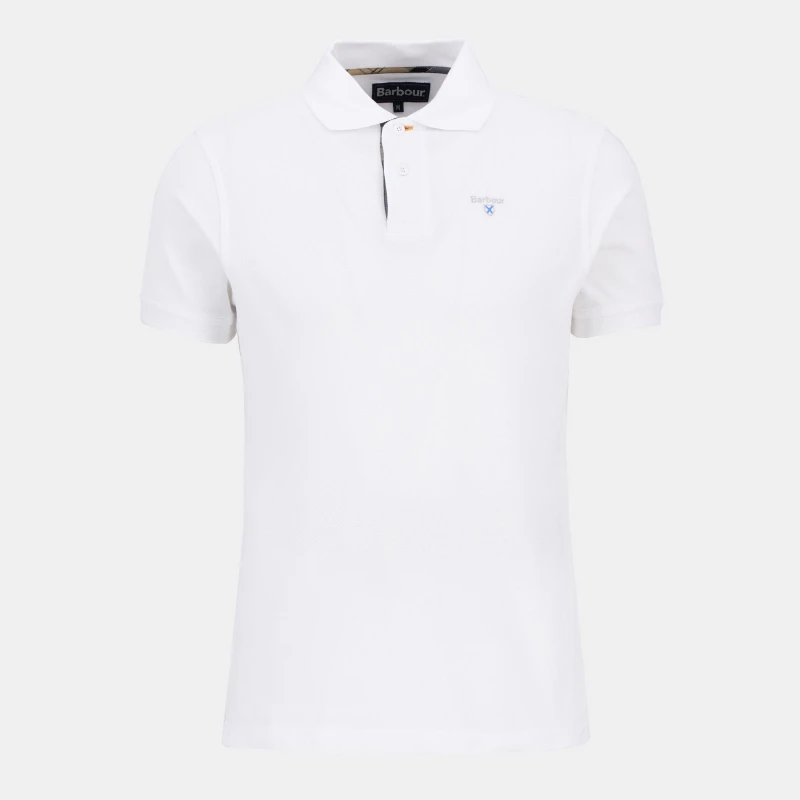 Image of Barbour Tartan Pique Polo Shirt White XL