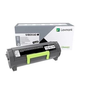 image of Lexmark 51B0XA0 Black Laser Toner Ink Cartridge