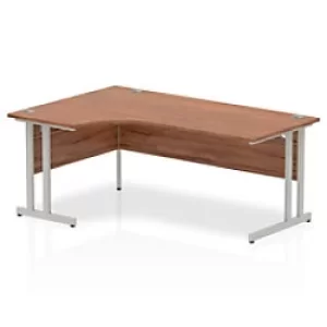 Image of Dynamic Corner Left Hand Crescent Desk Walnut MFC Cantilever Leg Grey Frame Impulse 1800/1200 x 600/800 x 730mm