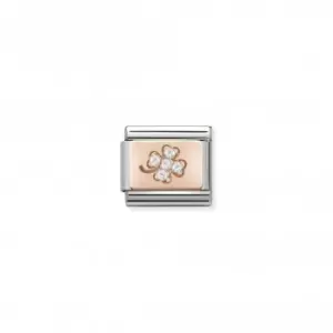 Image of Nomination Composable Classic Rose Gold Four Leaf Clover Zirconia Link 430302/02
