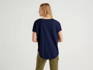 Image of Benetton, Oversized T-Shirt In Pure Cotton, taglia L, Dark Blue, Women