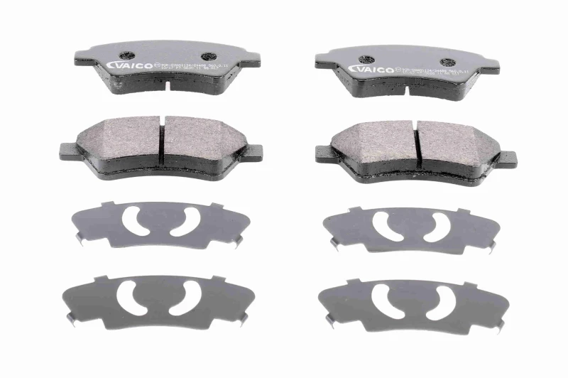 Image of VAICO V46-0159 Brake pad set Front Axle, excl. wear warning contact, with accessories, Q+, original equipment manufacturer quality, with brake caliper