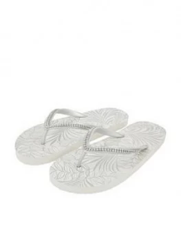 image of Accessorize Embellished Flip Flops - Silver