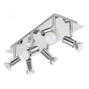 Image of Consul 6-Way Rectangular Plate Spotlight Fitting in Chrome