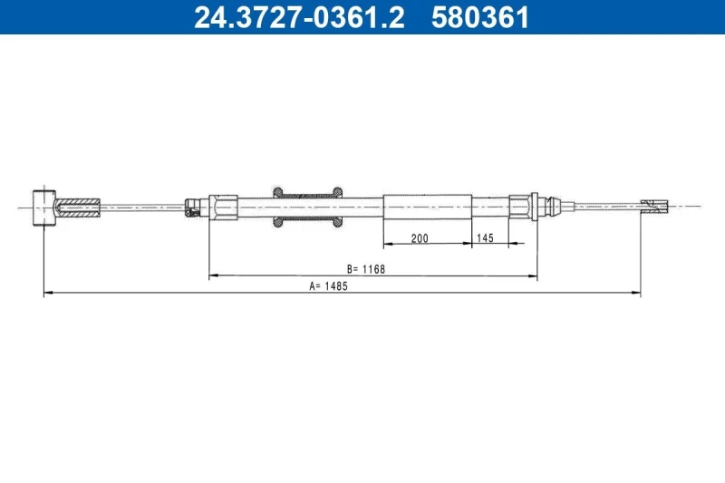 Image of ATE 24.3727-0361.2 Brake Cable 1485mm Cable,parking brake (124)