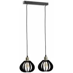 Image of Keter Gemma Bar Pendant Ceiling Light Black, Gold, 50cm, 2x E27