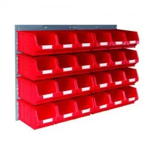 Image of Barton Wall Mounted Bin Kit 2 Panels 24 Red Containers 010206R MJ07671