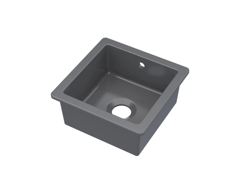 Image of Balterley Fireclay 1 Bowl Undermount Kitchen Sink Overflow Soft Black 457mm Black