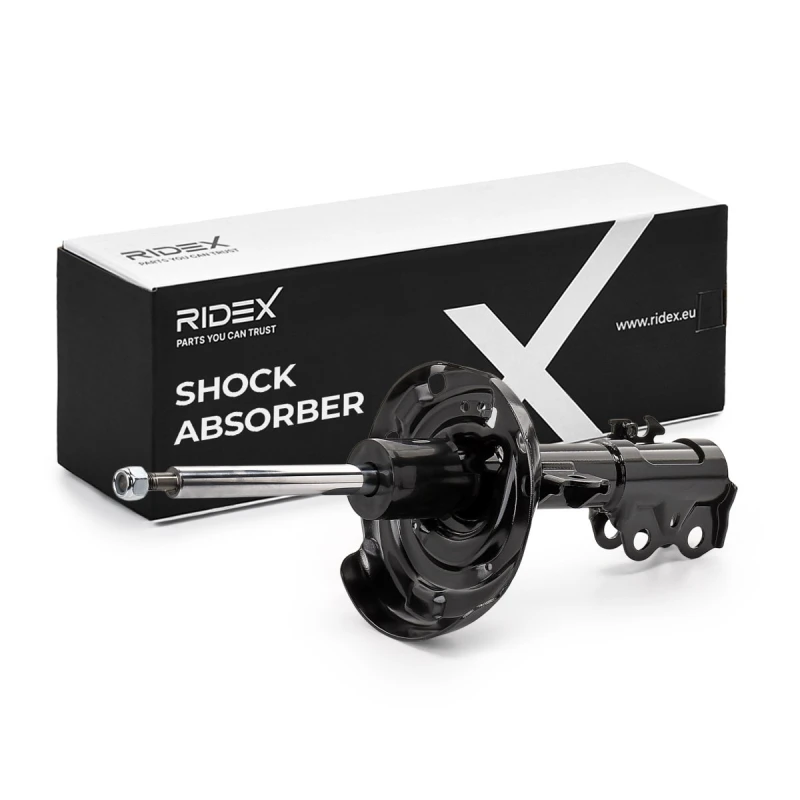 Image of RIDEX 854S19381 Shock absorber Front Axle Right, Gas Pressure, Twin-Tube, Suspension Strut, Top pin Shock Absorber (854)