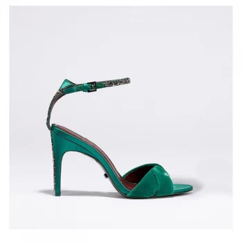 image of Reiss Hayden Heeled Sandals - Emerald Satin