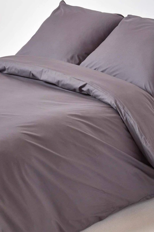 Image of Homescapes Continental Egyptian Cotton Duvet Cover Set 200 TC in Dark Grey Size: EU King Dark Grey Unisex EU King