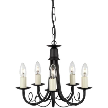 Image of Elstead - Minster - 5 Light Chandelier Black Finish, E14