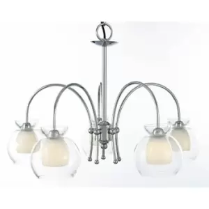 Image of Diyas - Suspension/Semi-Ceiling Malvina 5 Bulbs polished chrome/clear glass