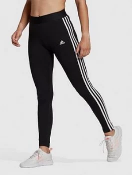 image of adidas Essentials 3 Stripe Leggings - Black/White, Size 2XL, Women