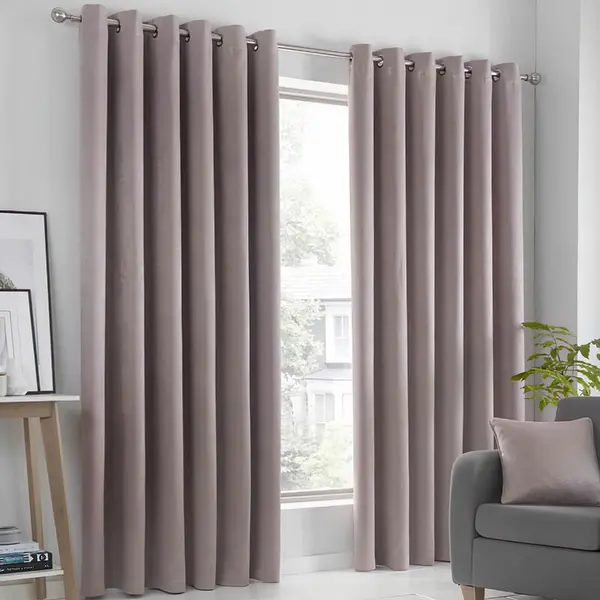 Image of Fusion Strata Woven Eyelet Lined Curtains, Blush, 46 x 72" - Fusion SR5BH46726UPU