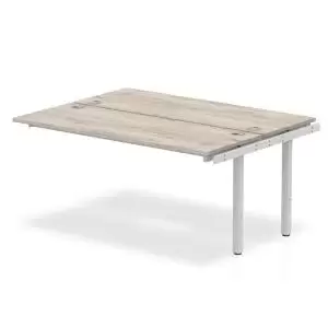 Image of Impulse Bench B2B Ext Kit 1600 Silver Frame Office Bench Desk Grey Oak