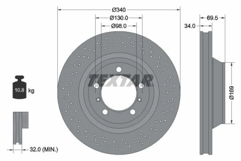 Image of Brake disc TEXTAR 92287905
