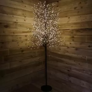 image of 2.1m 7ft Outdoor Black Micro Dot Christmas Blossom Tree with 1300 Warm White LED