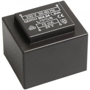 Image of PCB mount transformer 1 x 230 V 2 x 24 V AC 1.80 VA 37 mA