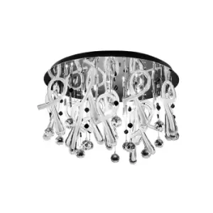 Image of Class Flush Ceiling Round 20 Light G4 Polished Chrome/White Glass/Crystal, NOT LED/CFL Compatible