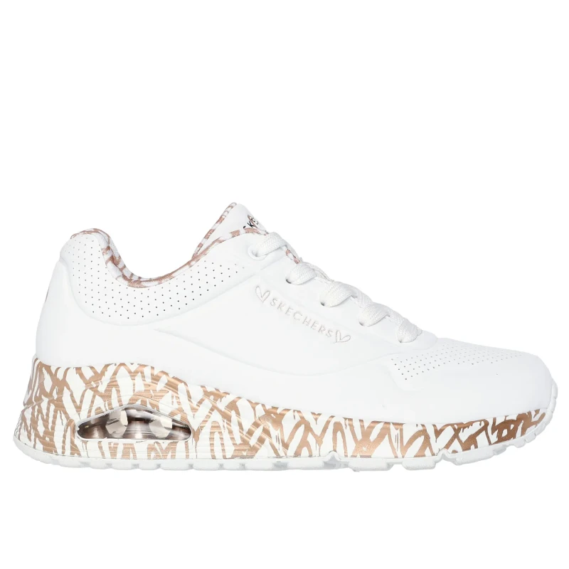 Image of Skechers JGOLDCROWN: UNO - LOVING LOVE womens Shoes (Trainers) in White