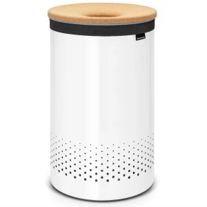 Image of Brabantia Laundry Bin with Cork Lid - 60L White