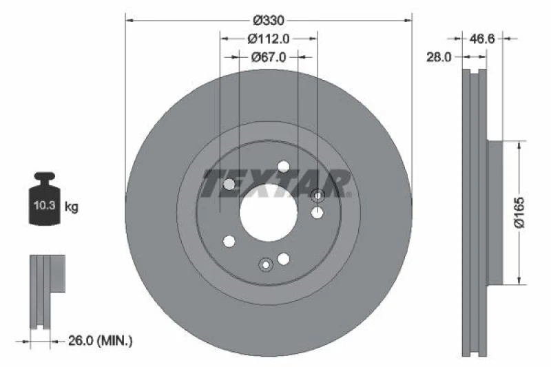 Image of Brake disc TEXTAR 92151005