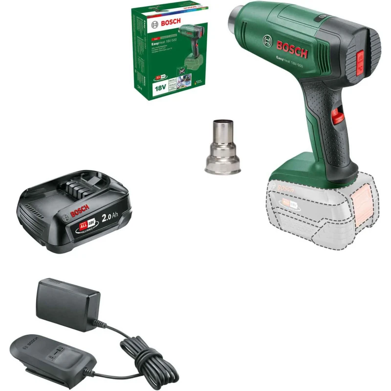 Image of Bosch EASYHEAT 18V-500 18v P4A Cordless Hot Air Heat Gun 1 x 2ah Li-ion Charger No Case EASYHEAT 18V-500