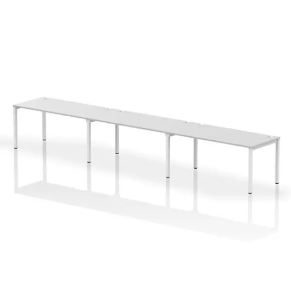 Image of Impulse Bench Single Row 3 Person White Frame Office Bench Desk 1600 White