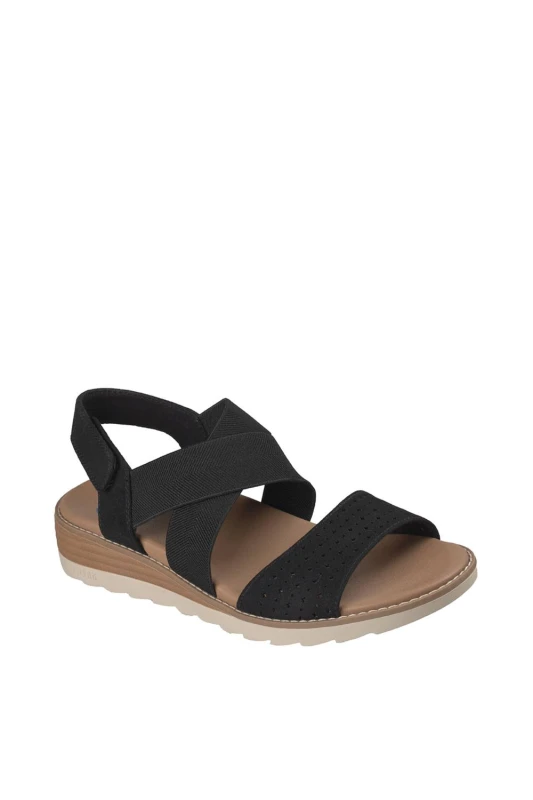 Image of Skechers Womens ARCH FIT OASIS Arch Fit Perf Vamp Cross Strap Sandal Black Size: 3 Black Female 3