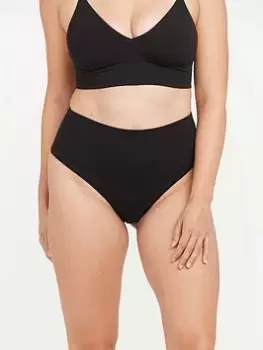 Image of Spanx Cotton Comfort Smoothing Compression Thong, Black, Size XS, Women